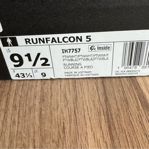 NWT Men's adidas Runfalcon 5 Cloudfoam Athletic Lace-Up Sneakers in White - Picture 6 of 6